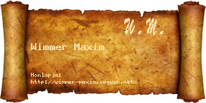 Wimmer Maxim névjegykártya